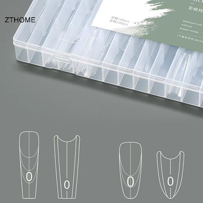ZTHOME 240 Cái / hộp Sandwich Dual Nail Forms Extensions Dual Forms Coffin Almond Nail Forms Rapid E