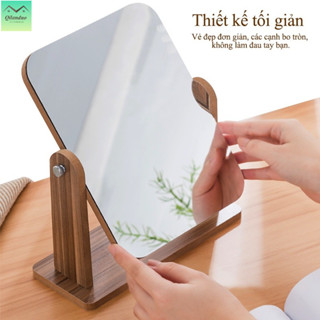 Gương trang điểm, gương vuông nhỏ xoay được, gương trang điểm bằng gỗ, có hình dạng bo tròn không làm đau tay.