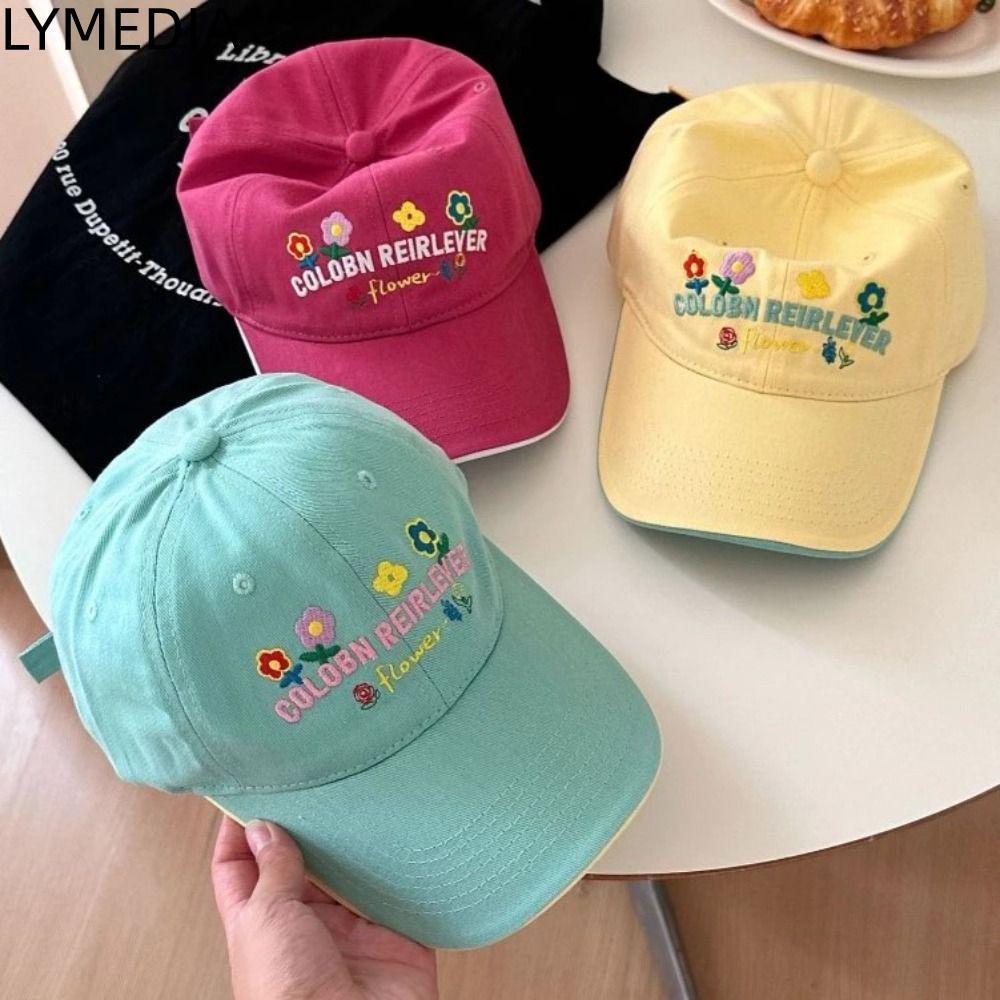 Mũ chống nắng LYMEDIA, Mũ bóng chày có thể điều chỉnh hoa, Mũ chống nắng Cotton thêu chữ chống nắng 