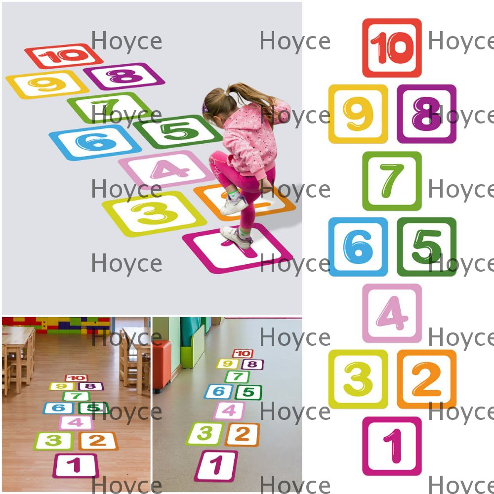 Nhãn dán sàn HOYCE Hopscotch, Đề can trò chơi số lưới tự dính nhiều màu, Chống thấm nước 10 / 15 / 2