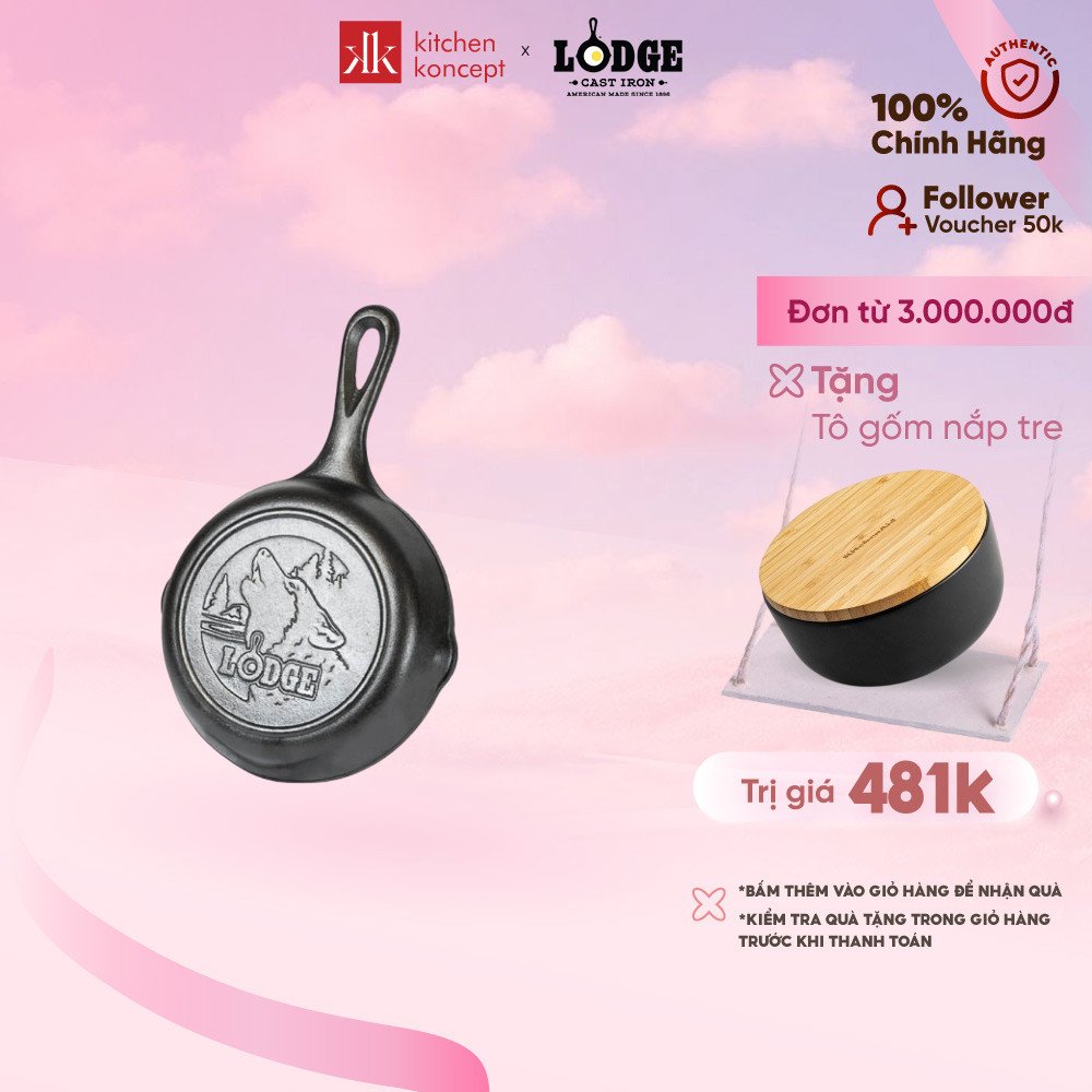 Chảo Gang Đáy Hình Sói Lodge - 16.5cm