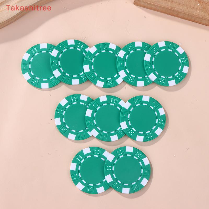(Takashitree) 10 Chiếc Nhựa ABS Poker Chips Casino Texas Hold 'em Poker Kim Loại Đồng Xu 11.5g Chip 