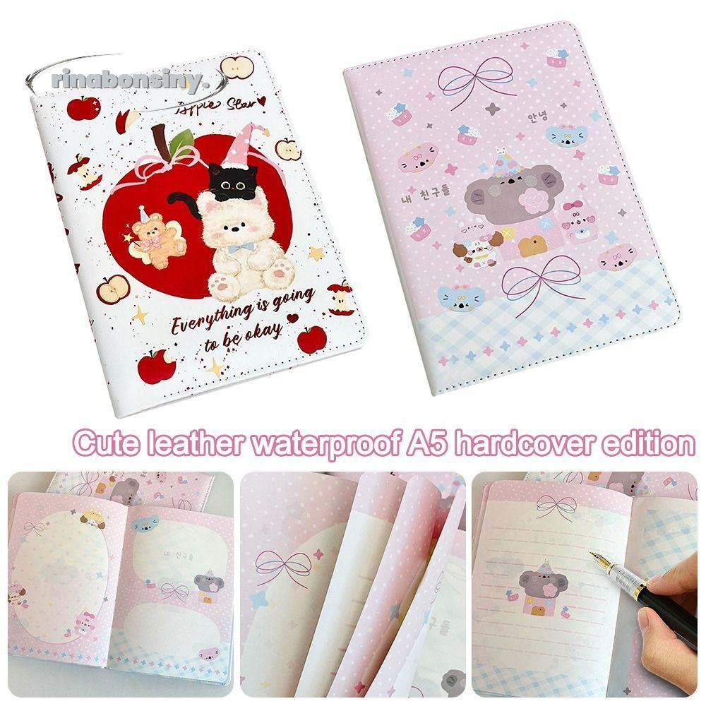 RINABONSINY Pocket Notepad, Lưới Ngang Di Động A5 Notebook, Sổ Tay Hoạt Hình Da Động Vật Notepad Quà