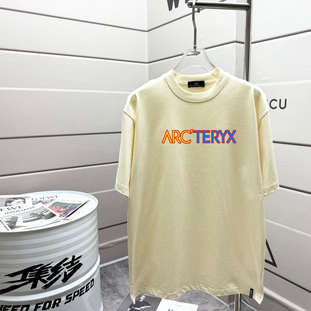 Arc 'Teryx JILSANDER Arc 'Teryx Tay Ngắn 2025 Xuân Hè Phong Cách Mới Dòng Chim Chữ LOGO In Áo Thun T