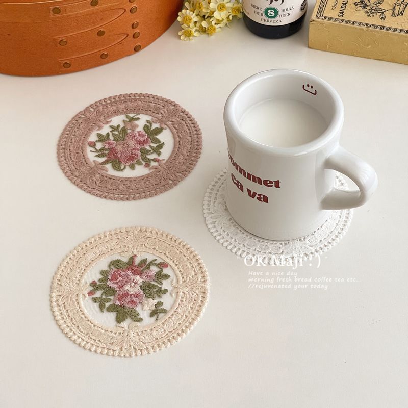 Retro Coaster Vải Trà Coaster Nhẹ Sang Trọng Cao Cấp Chống Trơn Trượt Coaster Cà Phê Coaster ins Pho