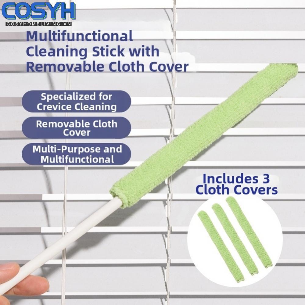 <cosyh>Cleaning Brush for Air Conditioner Fan with 3 Replacement Cloths Flexible Handle