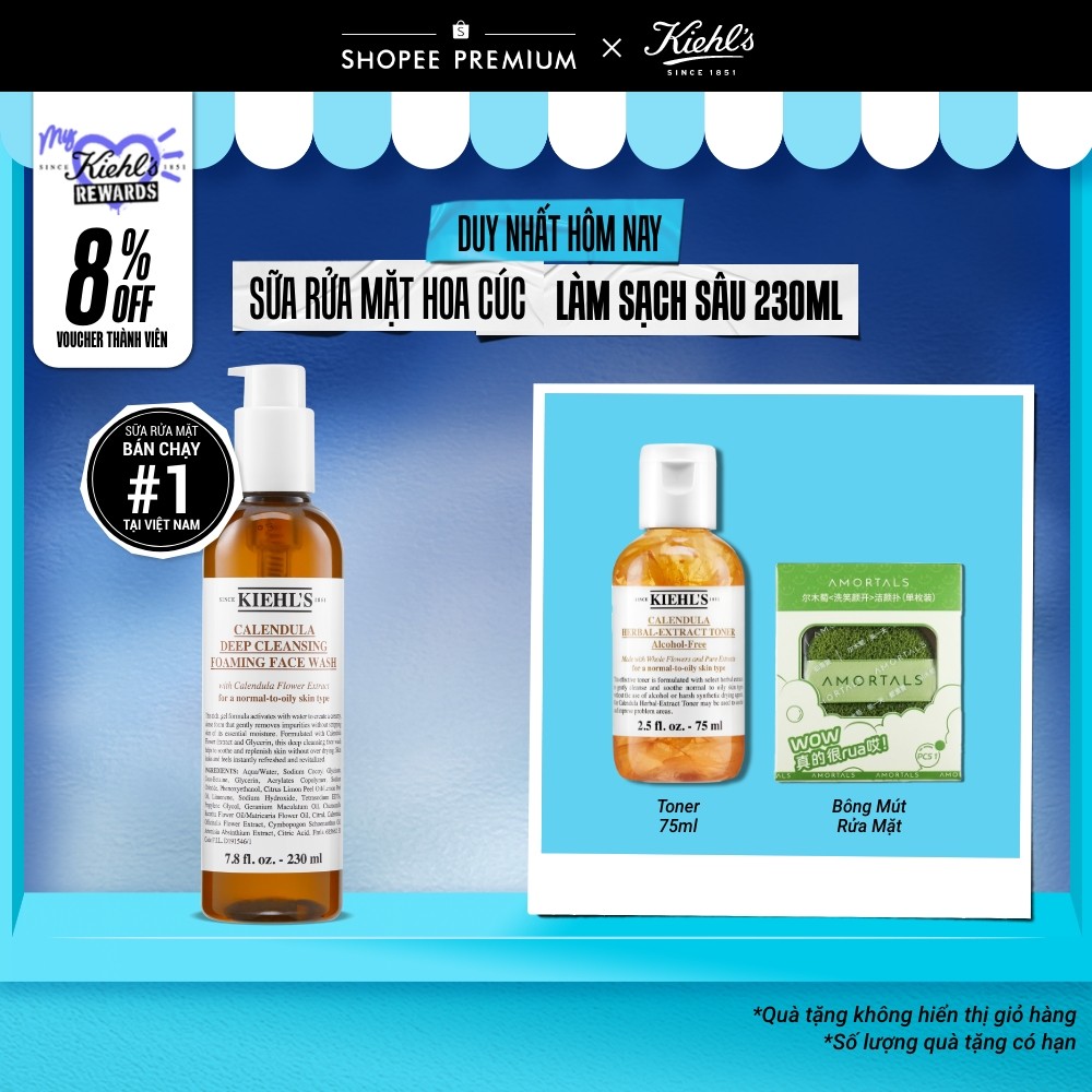 Sữa rửa mặt hoa cúc Kiehl's Calendula Deep Cleansing Foaming Face Wash 230ml