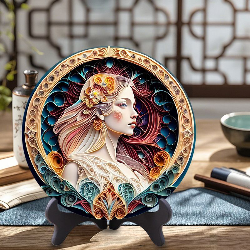New Product#Twelve Zodiac Signs Paper Art Exquisite Round Plate Display3D 3D New Year's gift for fri