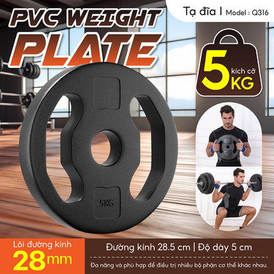 (MALL)  Bánh Tạ Nhựa Đặc Ruột - Tạ Miếng Nhựa Q316-5KG/10KG phù hợp tập gym, thể lực