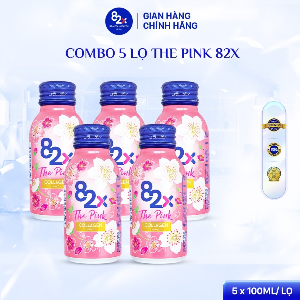 [Combo 5 lon] Thực Phẩm Bảo Vệ Sức Khoẻ Collagen 82X The Pink 100ml