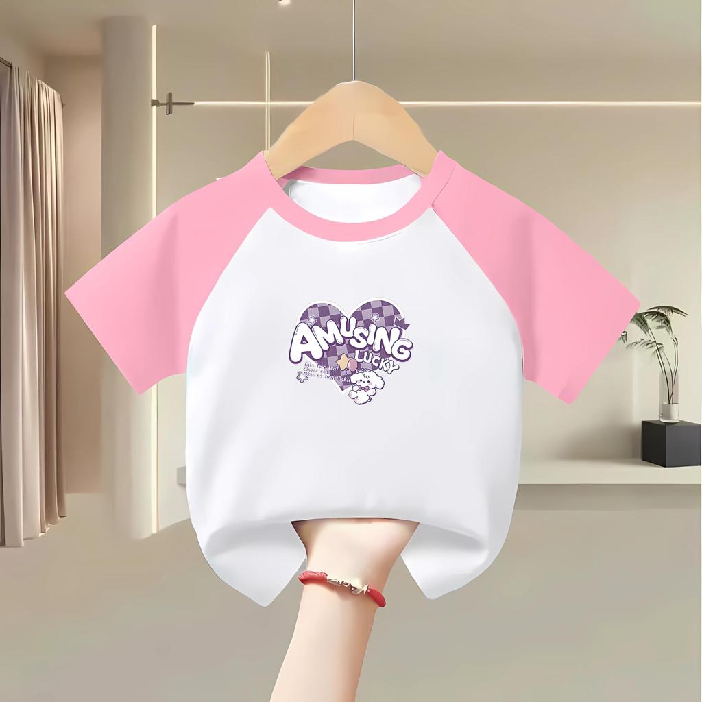 Size 1 up, short sleeve, round neck, girl's t-shirt, baby boy