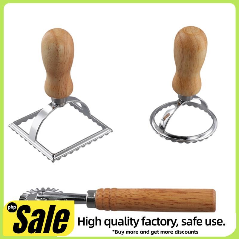 3 Máy Cắt Tem Ravioli Có Bộ Bánh Xe Con Lăn, Khuôn Có Tay Cầm Bằng Gỗ Cho Pasta, Bánh Bao Lasagna, B