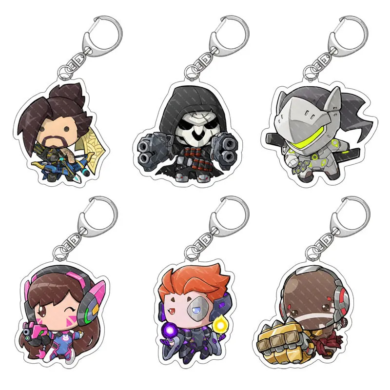 Game Overwatch Keychain OW DVA Gabriel Reyes Reaper Lúcio JunkRat JAMISON FAWKES Cosplay Cartoon Fig