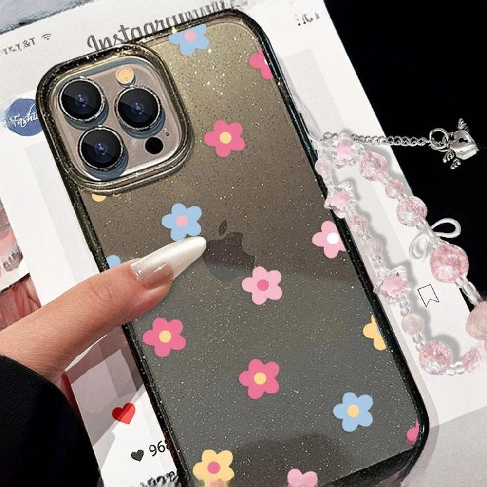 Sẵn Sàng Giao Hàng Cho Iphone 16 Hoa Đẹp Mềm Lấp Lánh Sáng Bóng Trong Suốt Điện Thoại Di Động IPhone