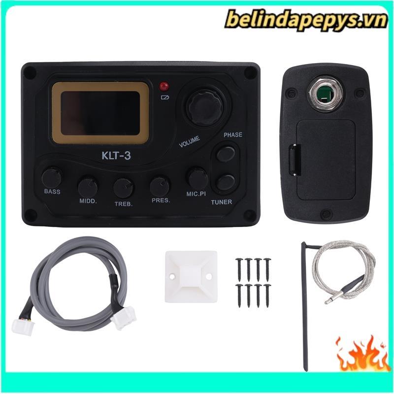 4 Band EQ Equalizer -3 Acoustic Guitar EQ Preamp với Digital Tuner Guitar Pickup