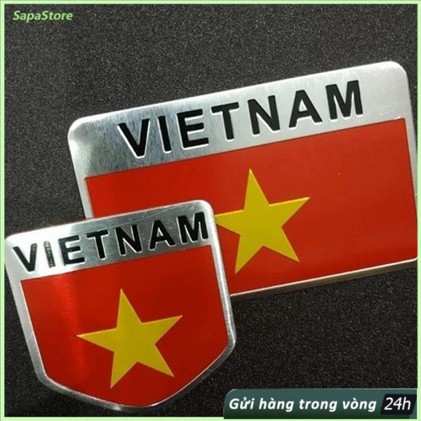 Phụ kiện decor xe tem nhôm cờ đỏ sao vàng 3M Tem nhôm cờ Việt Nam，Sử dụng băng dính 3M chắc chắn