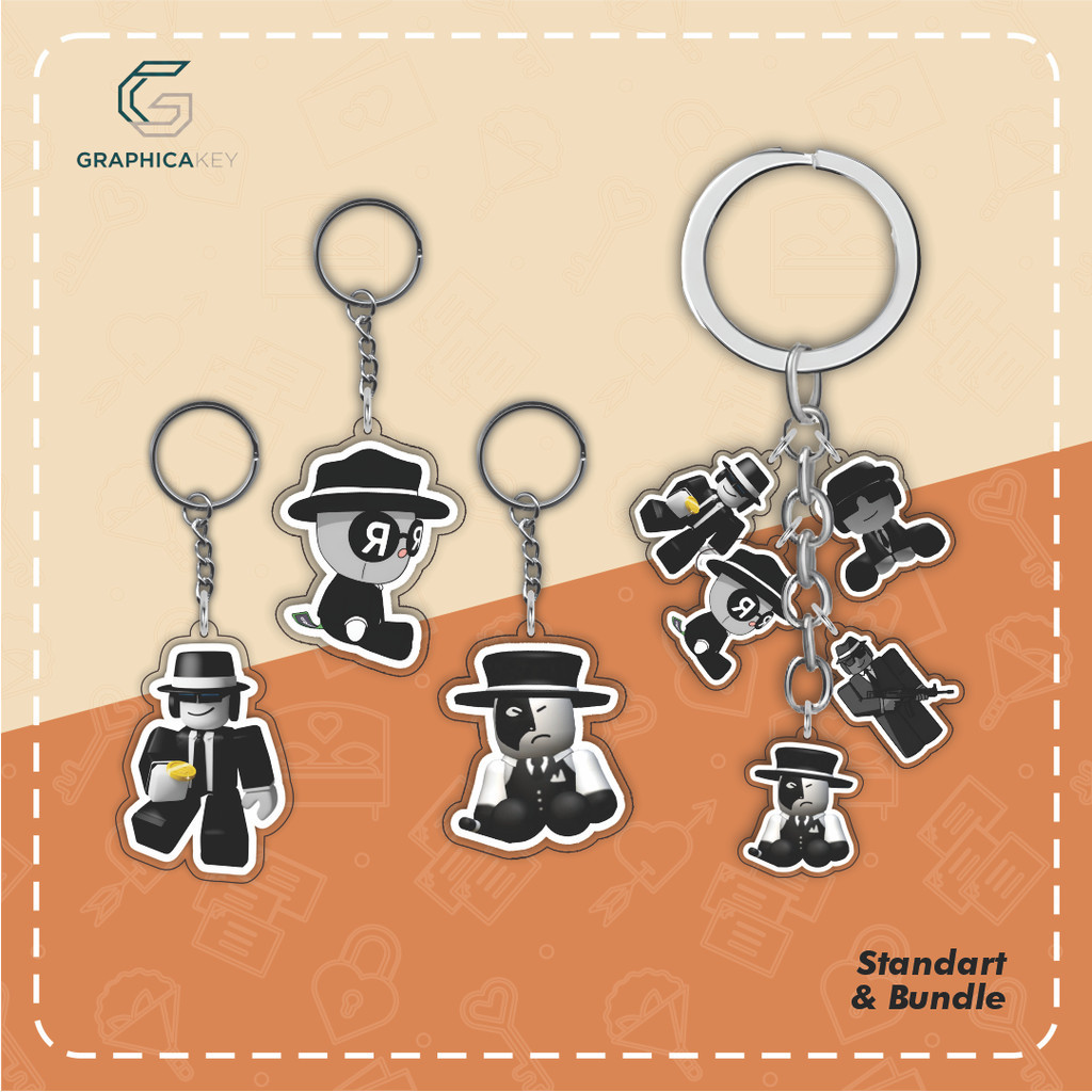 Gantungan Kunci Akrilik ROBLOX FORSAKEN "I LOVE CHANCE PLUSHIE" Ganci Acrylic Keychain Lucu Kreatif 