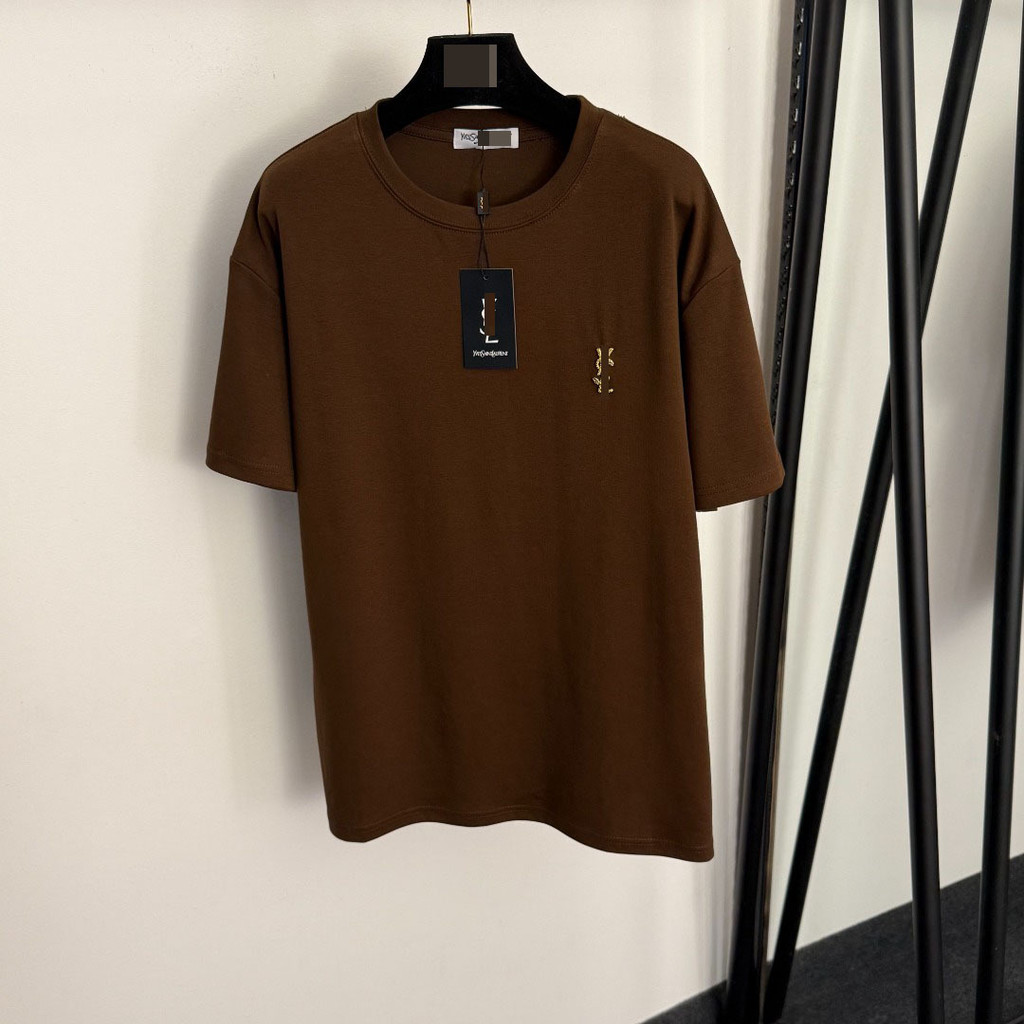 SL* Casual Breathable Snake Shape logo Metal Decor Casual Versatile Pure Cotton Short Sleeve T Shirt