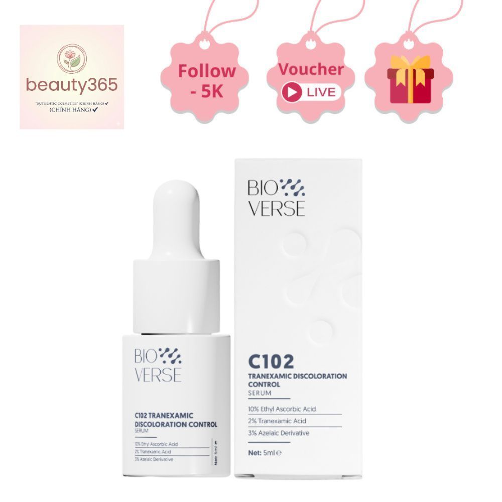 Tinh Chất Bioverse C102 Tranexamic Discoloration Control giúp sáng khỏe da, mờ thâm, hạn chế lão hóa