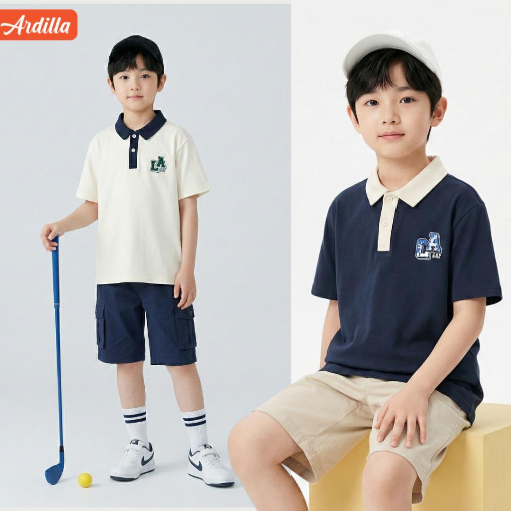Áo Polo Bé Trai ARDILLA Chất Cotton Spandex Co Giãn Mềm Mại Thiết Kế Đơn Giản Dễ Phối Đồ Size Từ 20-