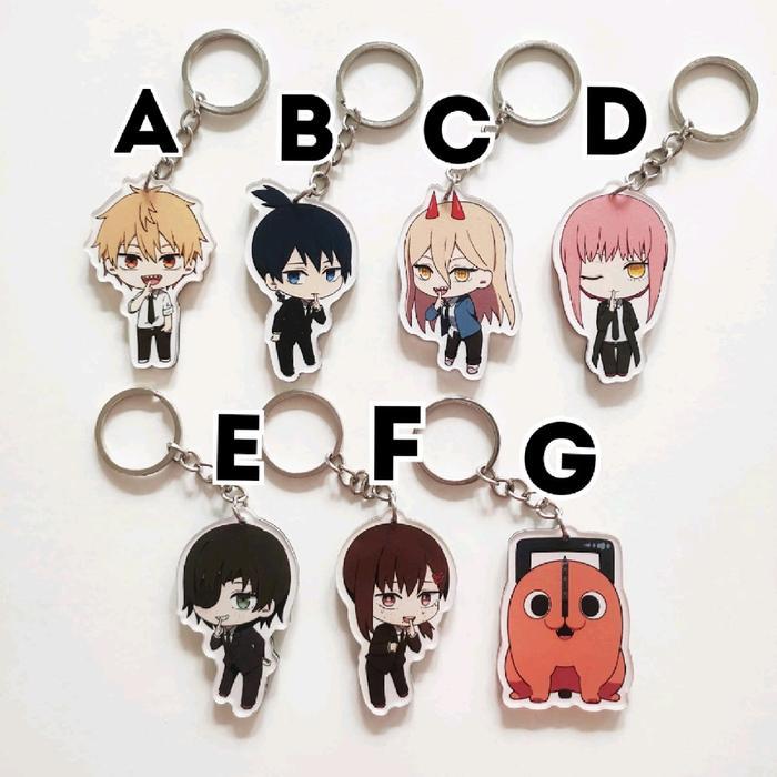 Keychain Anime Chainsaw Man 2 Denji Aki Power Makima Himeno Kobeni Pochita Gantungan Kunci