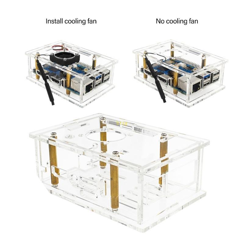 Btsg Acrylic Case Proection Cover cho Orange Pi 5 Vỏ trong suốt Quạt làm mát tùy chọn
