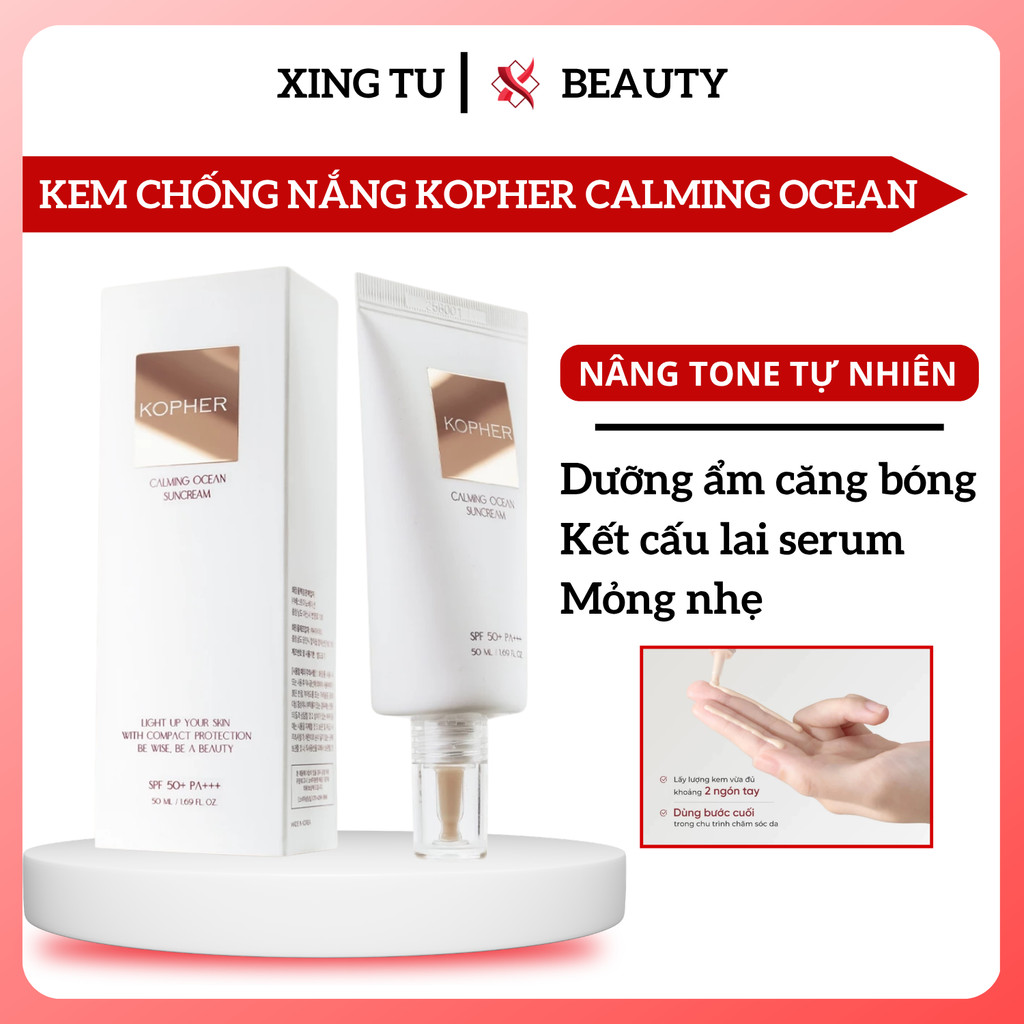 Kem Chống Nắng Da KOPHER Calming Ocean50ml Căng Bóng Chống nắng KOPHER Phổ Rộng, Nâng Tone Tự Nhiên 