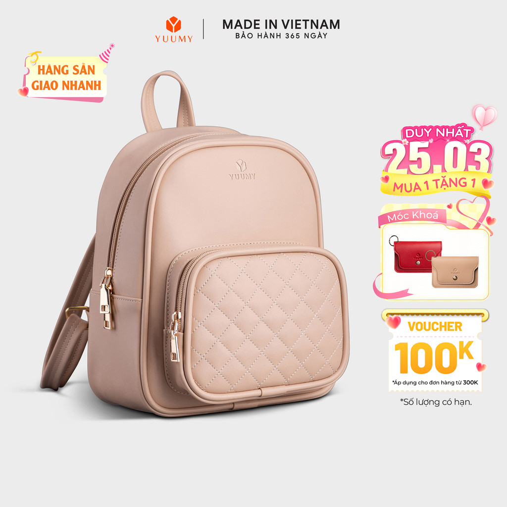 Balo Yuumy (Thời trang nữ cỡ trung chần chỉ - Balo da YBA35) Bagsmart
