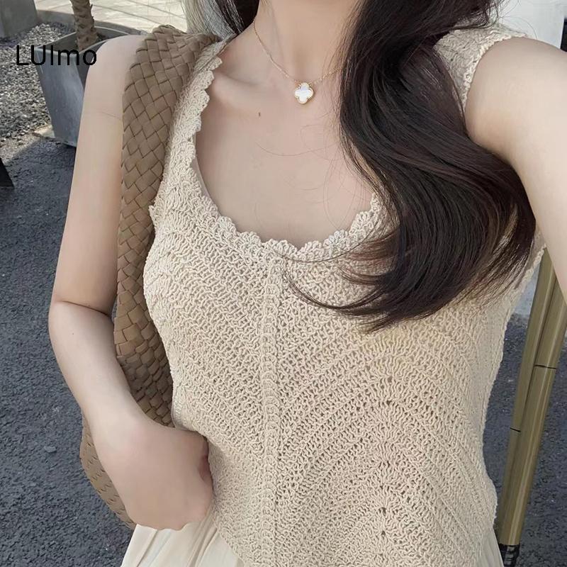 Áo Croptop Tanktop Nữ Mùa Hè Vintage Màu Trơn