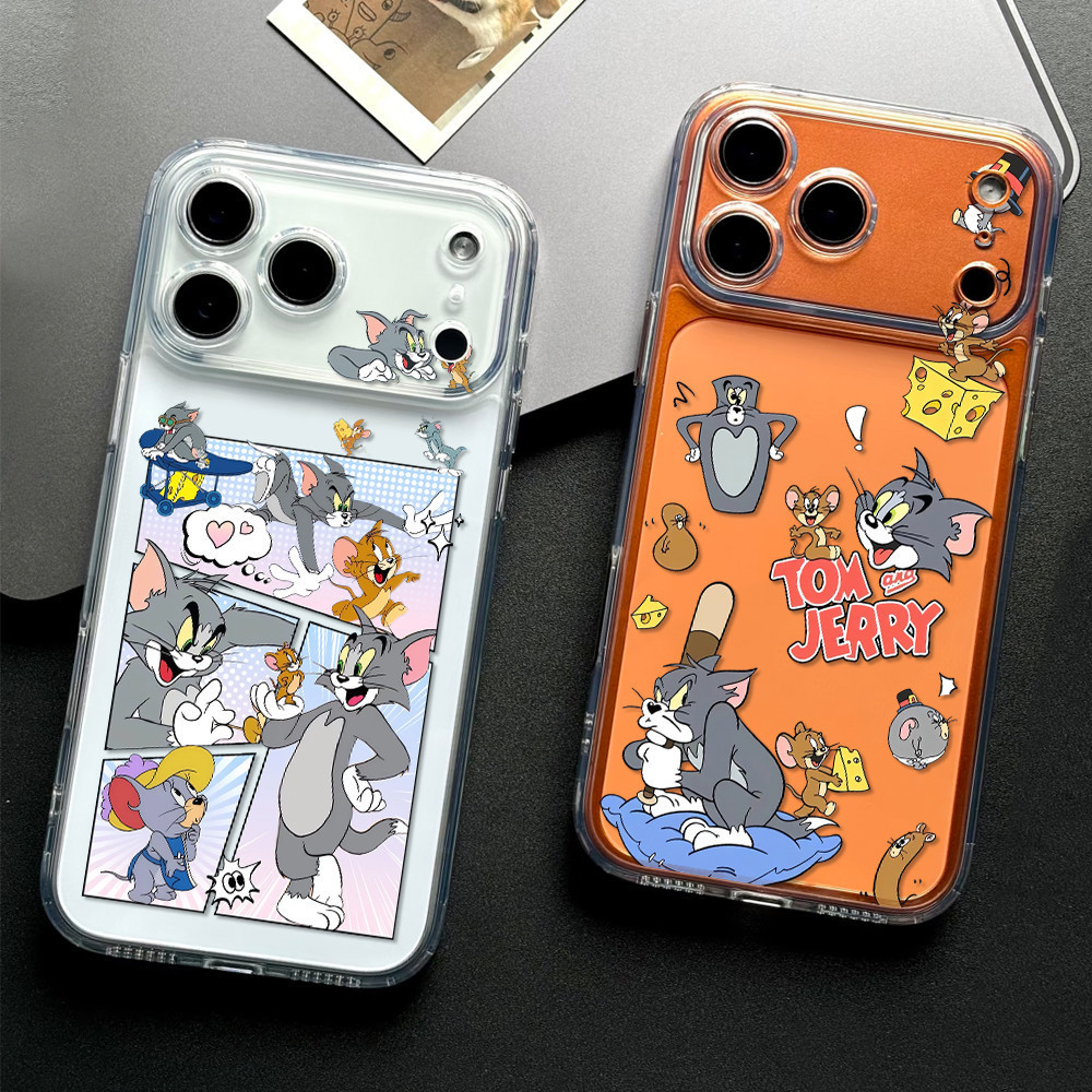 Tom and Jerry Ốp điện thoại cho iPhone 17 16 15 14 13 12 11 silicon trong suốt mềm,Các cặp đôi vỏ ch
