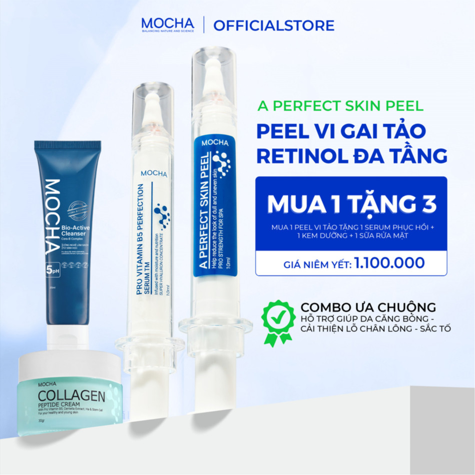 Combo Peel Da Retinol Mix Peel Mocha – Làm Sạch Da Chết, Làm Mịn Da, Dưỡng Sáng, Phục Hồi Da Tại Nhà