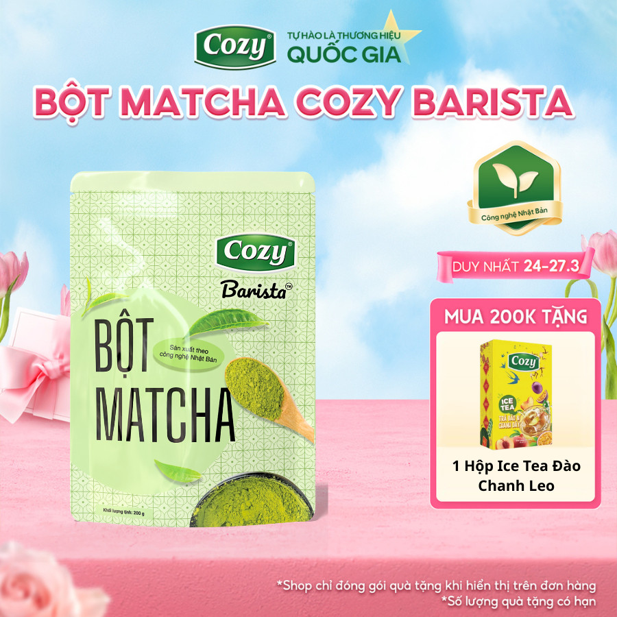 Bột Matcha Cozy Thơm Vị Trà Xanh Dịu Nhẹ, Dễ Uống, Dùng Trong Pha Chế, Làm Bánh, Làm Đẹp 100g/200g
