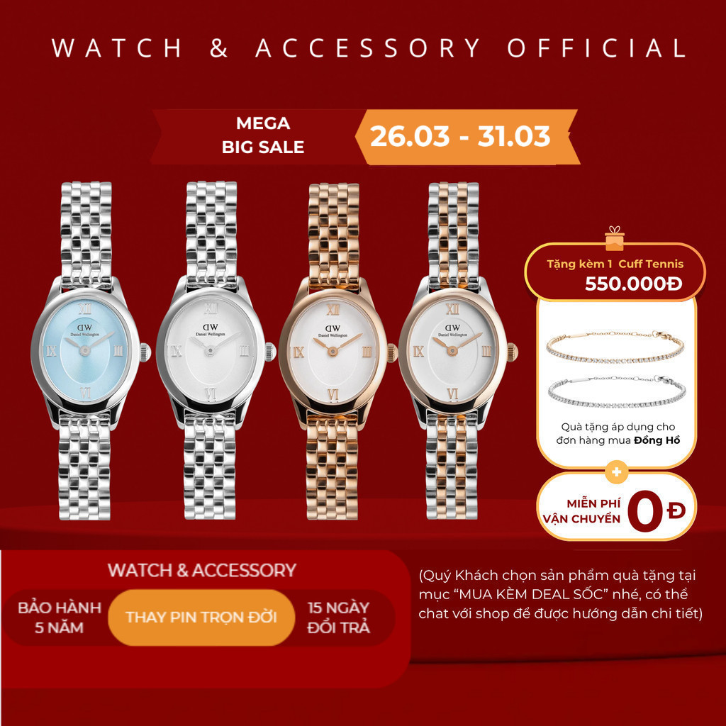 (New) Đồng hồ Nữ Daniel Welington Ophelia Mini dây thép 5-Link - DW00100808 Các Màu 22x25.5mm