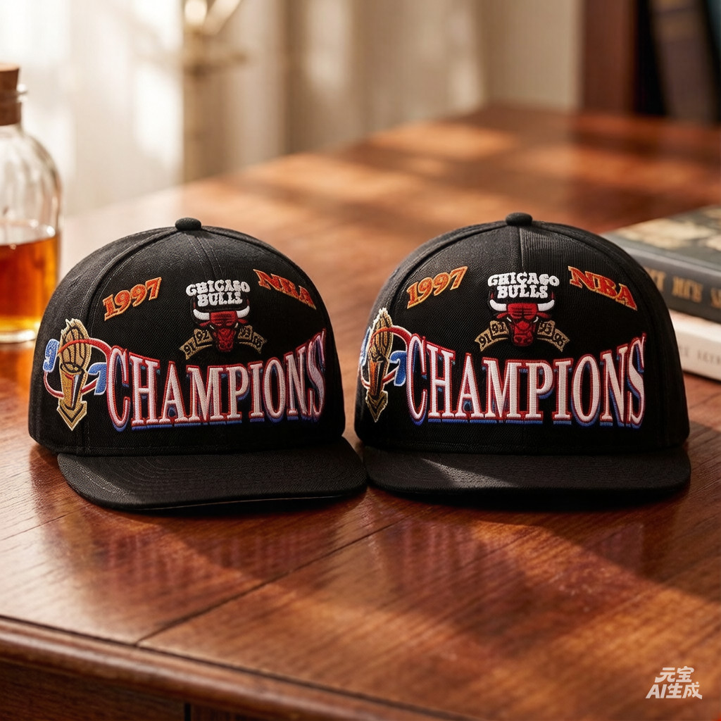 Mũ Snapback Chicago Bulls 1997 Champion Màu Đen Thiết Kế Cổ Điển