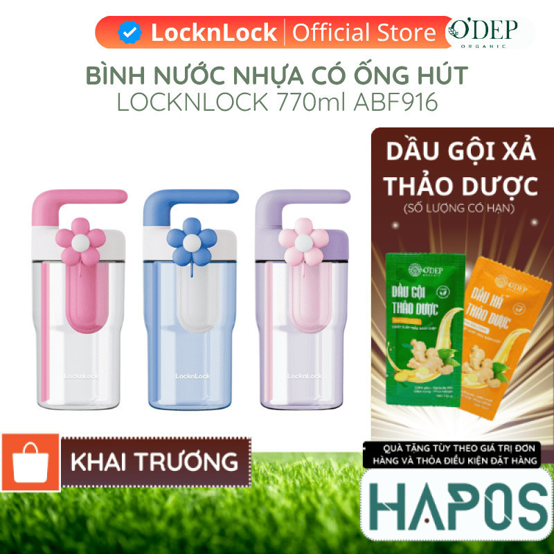 Bình nước nhựa LocknLock 770ml có ống hút và tay cầm Handy Infuser Bottle ABF916, Hàng chính hãng - 