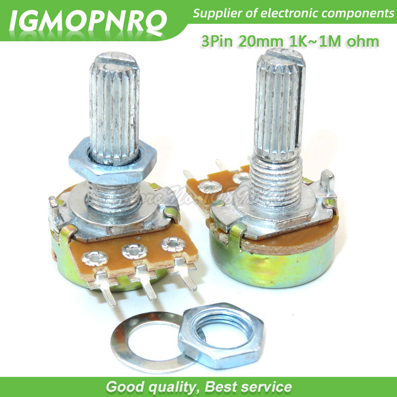 Máy đo tiềm năng 3 chân WH148, có đai ốc, B1K-B1M Om, B1K, B2K, B5K, B10K, B20K, B100K, B100K, B500K