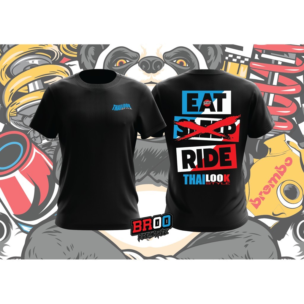 Broo - Eat Sleep Rider Design Motorcycle Wear Baju Mlm Minggu Thailook Design Two Wheel Brotherhood 
