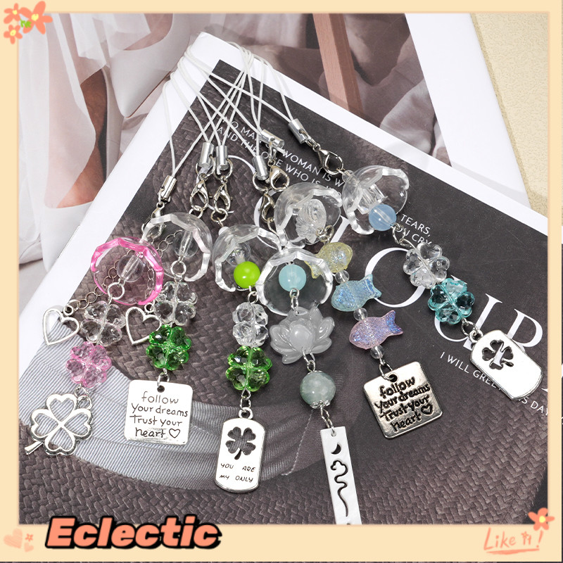 - Eclectic - Dây đeo điện thoại hình chuông gió cỏ ba lá phụ kiện túi xách dễ thương