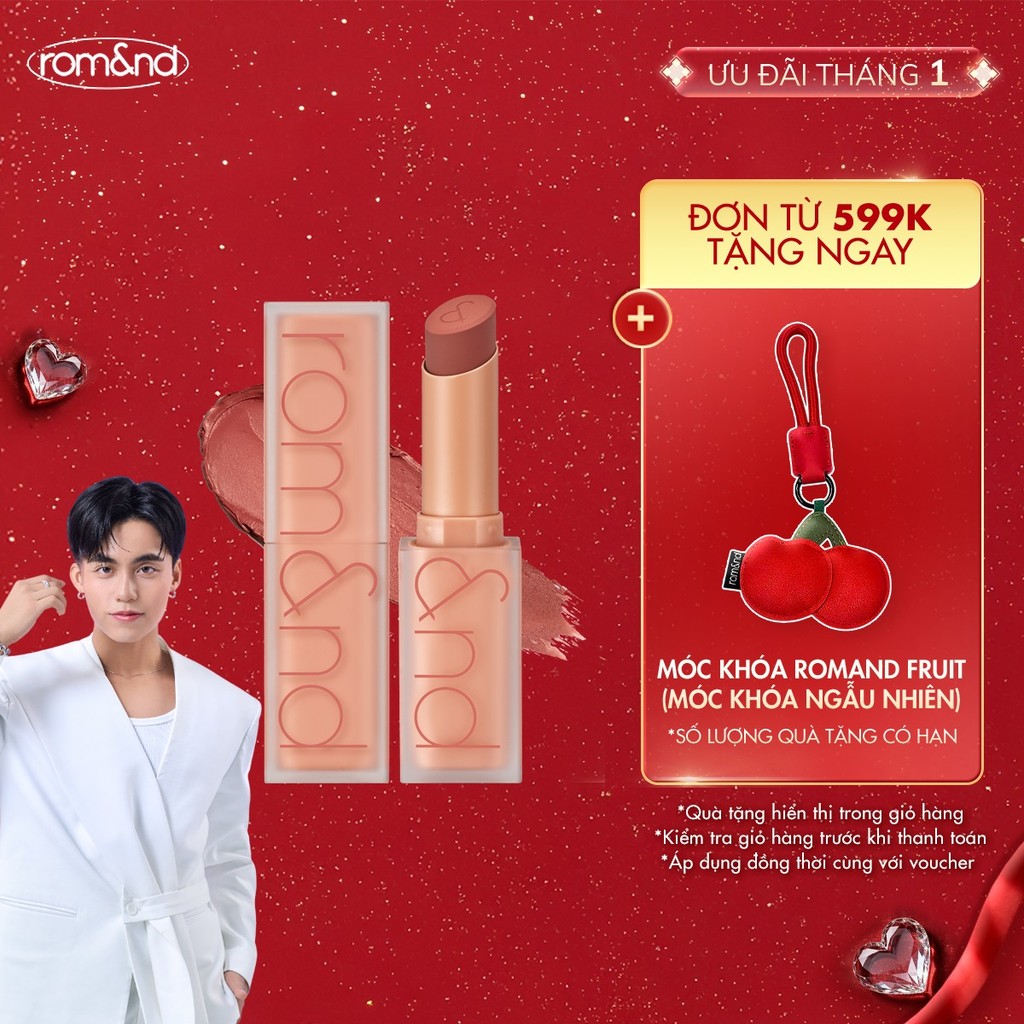 [Rom&nd] [Muteral Nude] Son thỏi lì, lên màu siêu xinh Hàn Quốc Romand Zero Matte Lipstick 3g