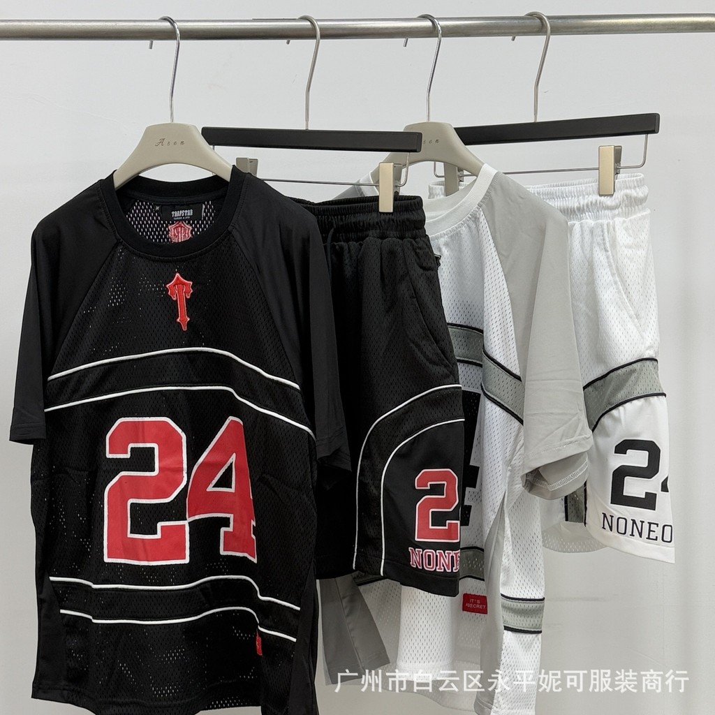 BTG0 TRAPSTAR Jersey suit Summer Short Sleeve Jersey Shorts Loose Sports Set European and American H