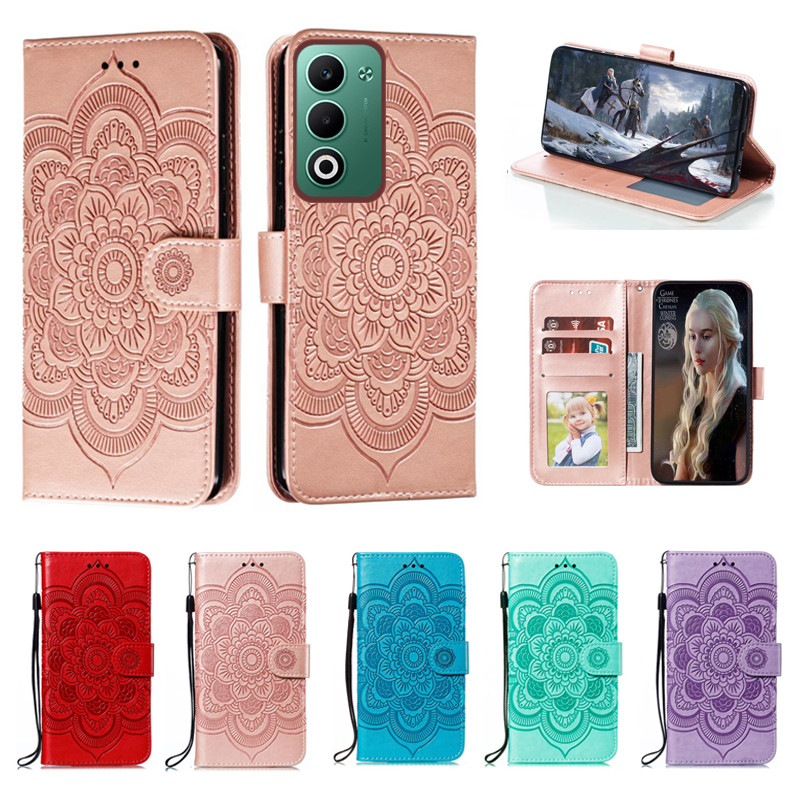 Ốp Điện Thoại Da Hoa Emboss Cho OPPO A5i Pro 4G A5m 4G Datura Ví Flip Book Case Cover Funda