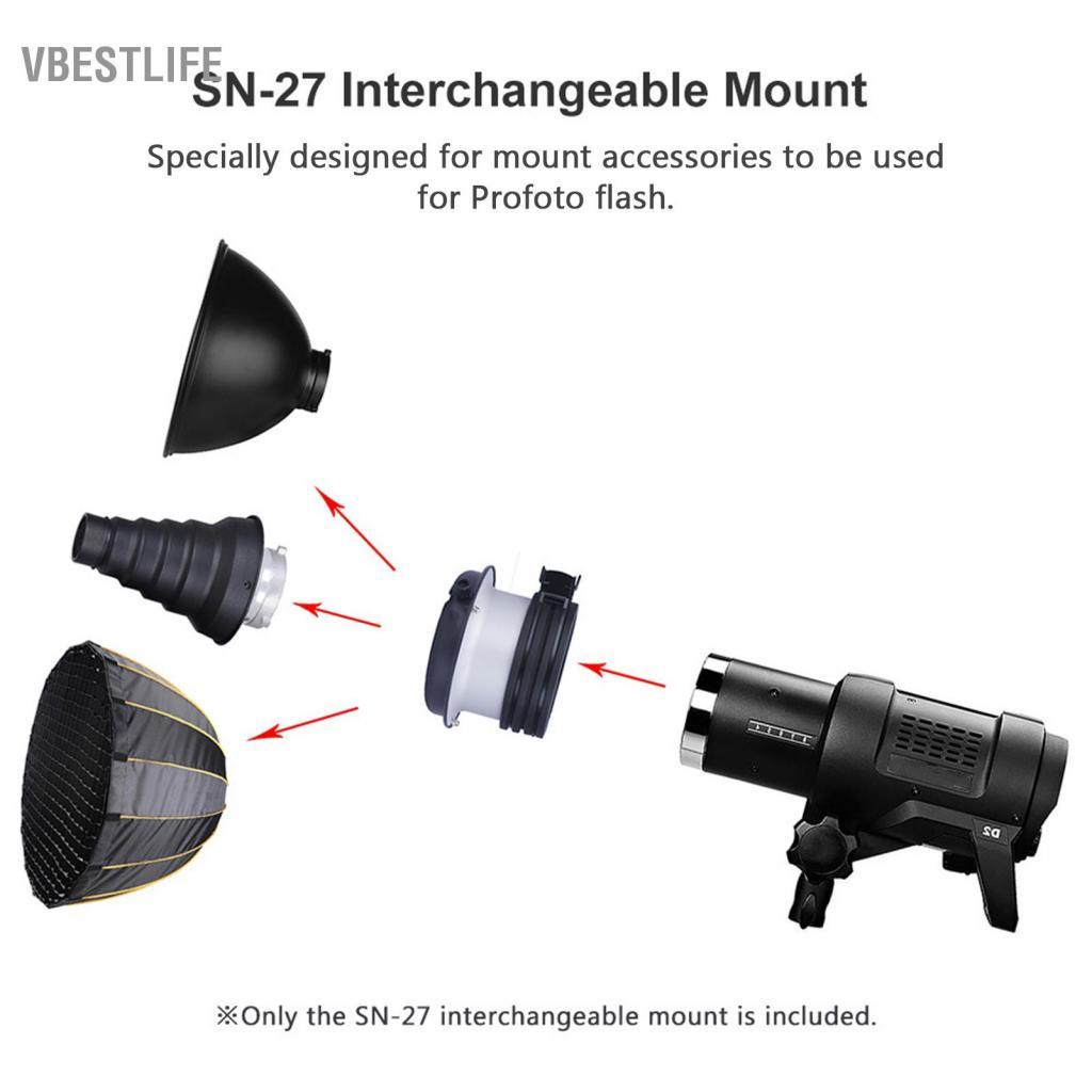 VBESTLIFE Giá đỡ kim loại SN-27 có thể hoán đổi cho các phụ kiện Bowens sẽ được sử dụng Profoto Flas