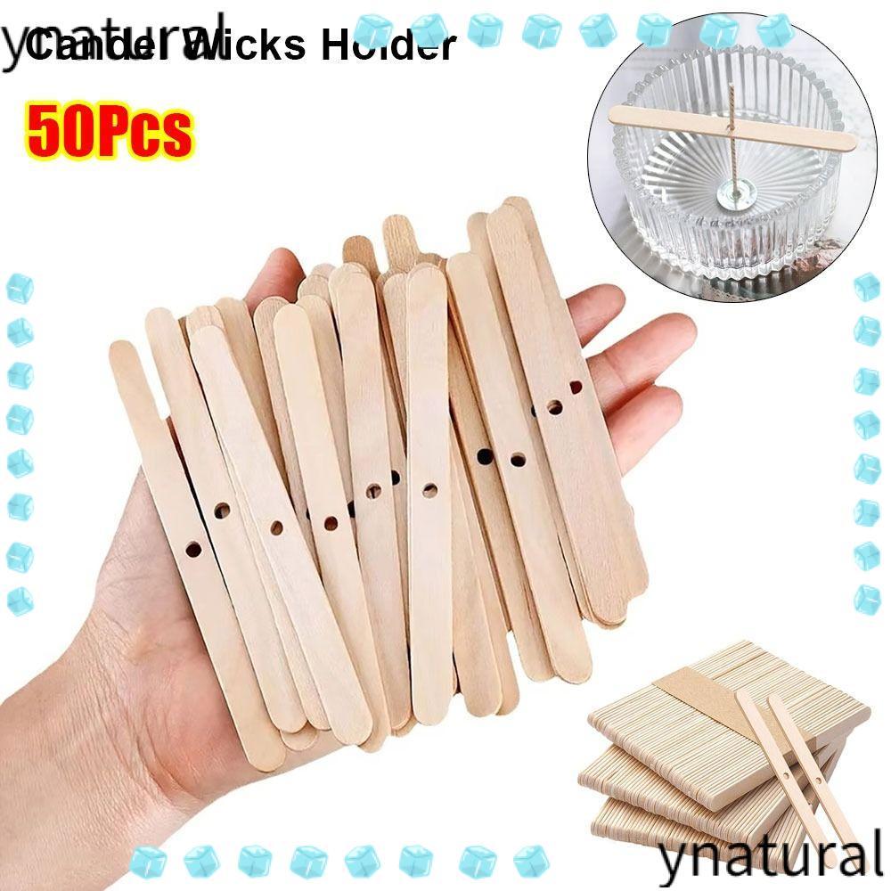 YNATURAL 50 Cái Dụng cụ làm Candel, Giá đỡ bấc Candel 114mm DIY, Thiết bị định tâm bằng gỗ bền Phụ k