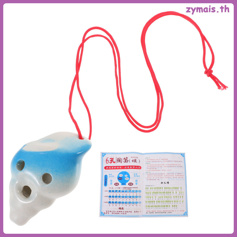 Nhạc cụ Ocarina 6 lỗ bằng gốm di động với thiết kế cuộn hoạt hình dành cho trẻ em Luyện tập zymais