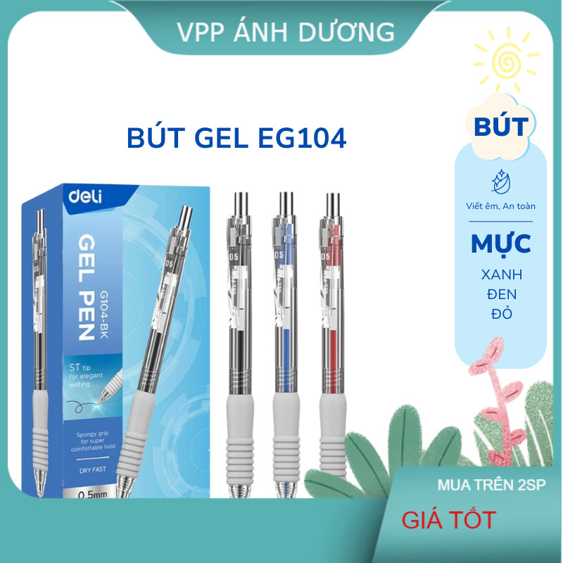Bút gel đệm xốp deli EG104 đệm xốp ngòi 0.5mm – viết mượt trơn tru