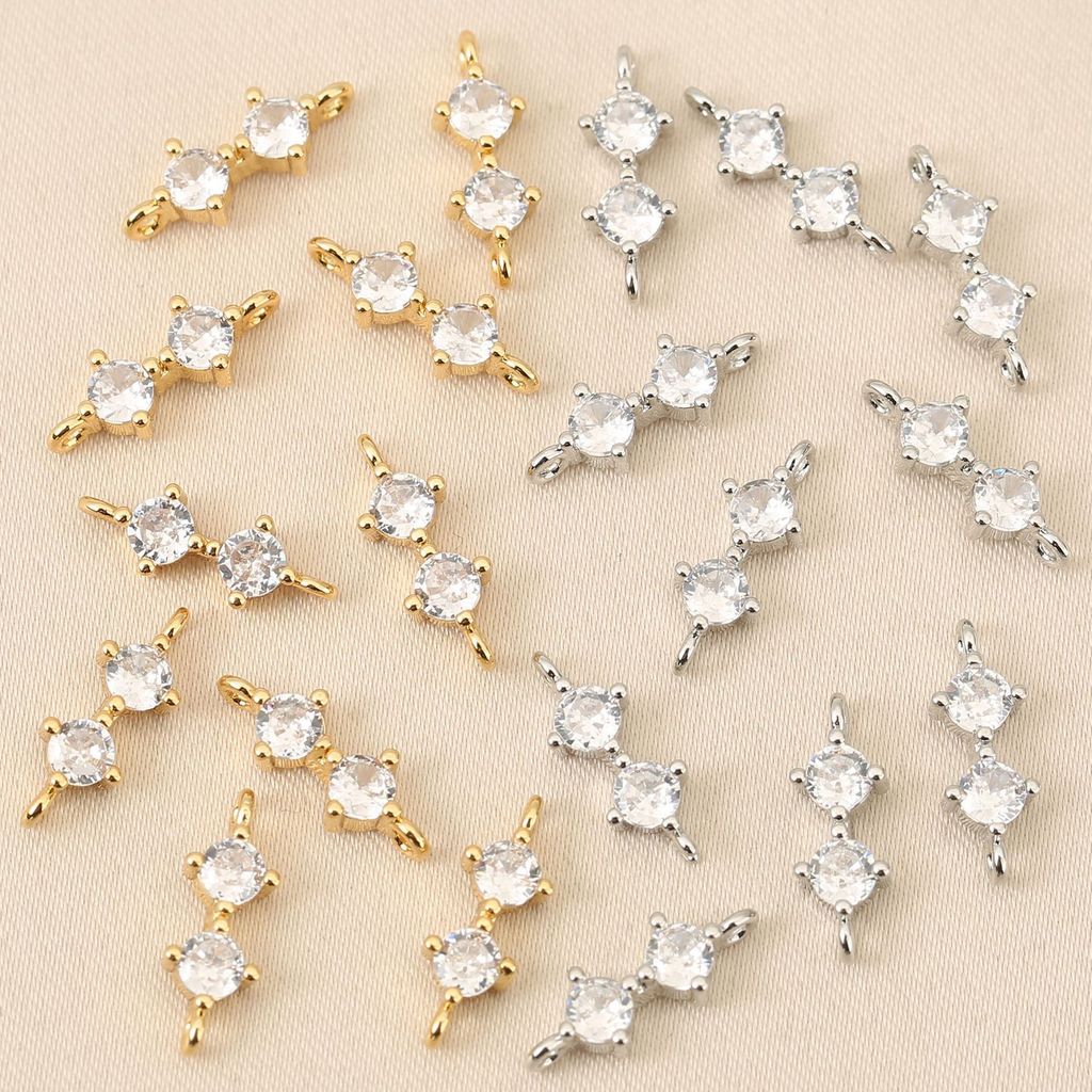 Mặt dây chuyền 18k Double Circle Zircon Connector diy