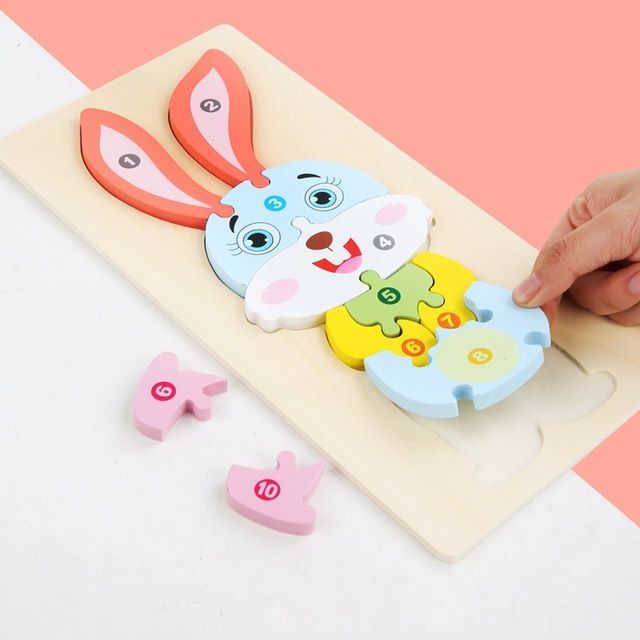 Hot Sale#1-2-3-4Year-old infants and young children wooden large block snap puzzle early education e