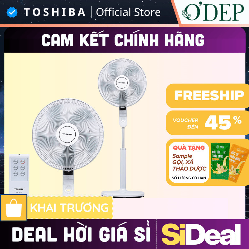 Quạt đứng Toshiba F-LSA20VN, 5 cánh công suất 60W, điều khiển từ xa - SIDEAL SIA