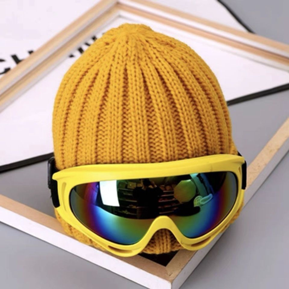 New Product#Children's Hat ins Winter Boys and Girls Aviator Glasses Hat Fleece-Lined Knitted Hat Wa