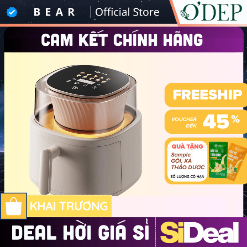 Nồi chiên không dầu Bear 6 lít, màn hình cảm ứng, hẹn giờ, cửa kính quan sát QZG-F15G1 - SIDEAL SIA